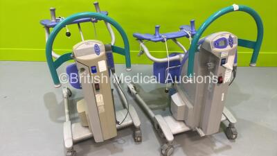 2 x Arjo Encore Electric Patient Hoists with 1 x Battery and 2 x Controller (Both No Power) - 2