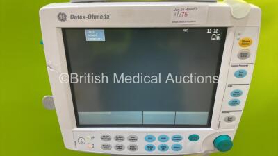 1 x Luxo Patient Examination Lamp on Stand - Missing 1 x Wheel (Powers Up with Good Bulb) and 1 x Datex-Ohmeda F-FM-00 Patient Monitor on Stand with N-FC-00 Gas Module with Mini D-Fend Water Trap (Powers Up) *S/N 6364301* - 2