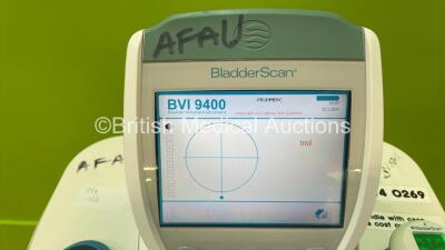 Verathon BVI 9400 Bladder Scanner on Stand with Transducer and Battery (Powers Up) *S/N B4019966* - 2