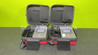 2 x Philips FR3 Defibrillators (Both Power Up with Low Battery) with 2 x Batteries in Cases