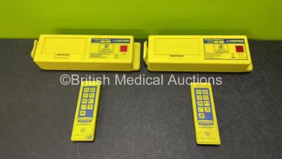 2 x Cardiac Science AED Trainer Batteries and 2 x AED Trainer Remotes (1 x Damage to Casing - See Photos) - 2