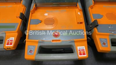 3 x Cardiac Science Responder AED Automated External Defibrillator (All Power Up with Stock Battery Stock Battery Not Included) In Carry Cases - 3