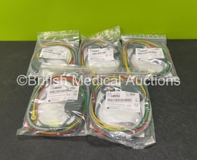 5 x Physio-Control REF 11111-000019 5ft ECG Trunk Cables