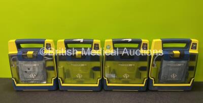 4 x Cardiac Science Powerheart AED G3 Automated External Defibrillators with 4 x Batteries and 2 x Electrode Packs *Expired* (All Power Up)