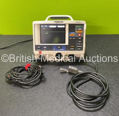 Physio Control Medtronic Lifepak 20e Defibrillator / Monitor (Powers Up with Missing Door) Including Pacer, ECG and Printer Options with 1 x Paddle Lead and 1 x 3 Lead ECG Lead *SN 45591261*