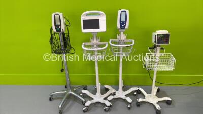 Job Lot of 4 x Various Monitors on Stands Including 1 x Criticare Comfort Cuff, 2 x Welch Allyn Spot Vital Signsand 1 x Welch Allyn 6000 Series (All Power Up) *405022303 / 200210080*