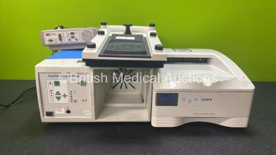 Mixed Lot Including 1 x Cook Doppler Blood Flow Monitor with Power Supply (No Power), 1 x Sony UP-DR80MD Digital Colour Printer (Powers Up), 1 x Valleylab RapidVac Smoke Evacuation Unit (No Power) and 1 x Leica 10448846 Wireless Footswitch