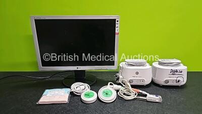 Mixed Lot Including 1 x LG Flatron W1942S Monitor (Powers Up), 2 x Sonicaid US Transducers, 1 x Disposable CTG Belt,1 x Huntleigh FECG Lead, 1 x Fingertip Sensor and 2 x Pari Boy Classic Nebulizers (1 x Damaged and 1 x Damaged Plug - See Photo)