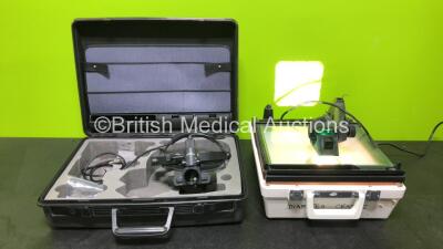 Heine Omega 100 Headlamp in Case and 1 x Slidex Glass Stage File Projector in Case (Powers Up with Good Bulb) *S/N 0805 /