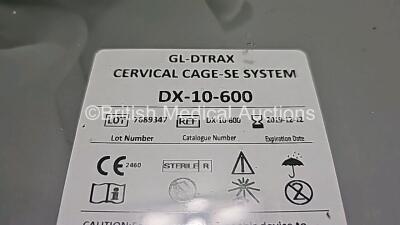 Job Lot Including 4 x Providence Medical Technology GL-DTRAX Cervical Cage B Ref PD-31-400 *Expired*, 1 x Providence Medical Technology GL-DTRAX Cervical Cage-T System Ref DX-10-500 *Expired*, 2 x Providence Medical Technology GL-DTRAX Cervical Cage-SE S - 12