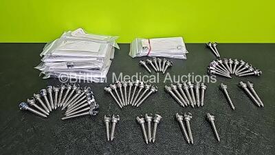 Various X-Spine Surgical Screws Including 6.5-50mm, 6.5-35mm, 5.5-55mm, 5.5-40mm, 7.5-50mm, 6.5-55mm, 7.5-55mm, 6.5-40mm, 7.5-45mm, 7.5-40mm and 7.5-35mm