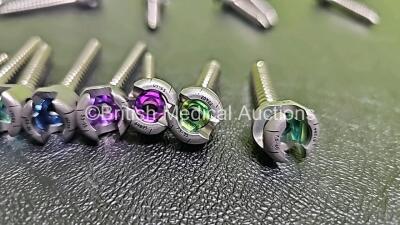 Various X-Spine Surgical Screws Including 6.5-50mm, 6.5-35mm, 5.5-55mm, 5.5-40mm, 7.5-50mm, 6.5-55mm, 7.5-55mm, 6.5-40mm, 7.5-45mm, 7.5-40mm and 7.5-35mm - 6