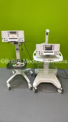 2 x Huntleigh Sonicaid FM800 Encore Fetal Monitors with 2 x US Transducers and 2 x Toco Transducers (Both Power Up)