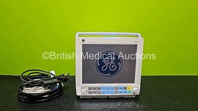 GE Carescape B40 Patient Monitor Including IBP1/IBP2, T1/T2, ECG, SpO2 and NIBP Options and Patient Monitoring Leads/Cables *Mfd 2012* (Powers Up and Damaged Case - See Photo ) *SN SG212431101WA* *W*