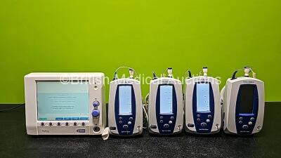 Mixed Lot Including 1 x Deltex Medical Cardio Q ODM Monitor Ref 9051-7103 (Powers Up and Red Smudge Screen - See Photo) and 4 x Welch Allyn SPOT Vital Signs Monitors with 4 x Fingertip Sensor and 2 x Power Supplies (All Power Up)