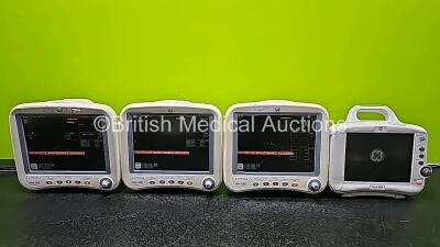 Job Lot Including 4 x GE Dash 4000 Patient Monitors Including ECG, CO2, NBP, BP1, BP2, SpO2, Temp/CO Options (3 x Power Up, 1 x No Power and 4 x Damaged Cases - See Photos) and 1 x GE Dash 3000 Patient Monitors Including ECG, NBP, SpO2, BP1/3, BP2/4, Tem