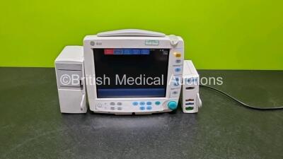 GE B30 Patient Monitor (Powers Up with Slight Cracks In Casing - See Photo) with 1 x GE E-PSM-00 Module Including ECG. SpO2, NIBP, T1 and T2 Options and 1 x N-FREC-00 Printer Module *SN 6680516 . 0648143 / SF312175455WA*