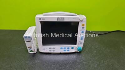 GE B30 Patient Monitor (Draws Power, Power Button Not Working) with 1 x GE E-PSMW Module Including ECG. SpO2, NIBP, T1 and T2 Options *SN SF312175556WA / 1749280*