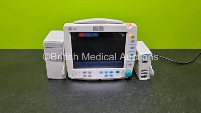 GE B30 Patient Monitor (Powers Up with Slight Cracks In Casing - See Photo) with 1 x GE E-PSMW Module Including ECG. SpO2, NIBP, T1 and T2 Options and 1 x N-FREC-00 Printer Module *SN SF312175425WA / 6848138 / 1748751*