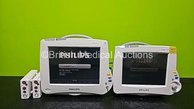 Job Lot Including 1 x Philips IntelliVue MP50 Touch Screen Patient Monitor (Powers Up, Damaged & Missing Dial, Missing Batteries and Missing Badge), 1 x Philips IntelliVue MP30 Neonatal Touch Screen Patient Monitor (Powers Up and Missing Batteries) and 2 