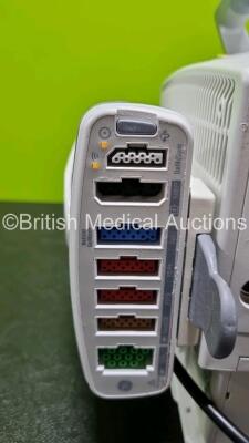 GE B450 Carescape Monitor *Mfd 2014* (Powers Up, Crack In Screen - See Photo) with GE Patient Data Module *Mfd 2010* (Powers Up) Including ECG, Temp,CO, P1/P3, P2/P4, SpO2 and NIBP Options *SN SA310372288GA* - 7