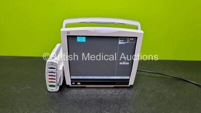 GE B450 Carescape Monitor *Mfd 2014* (Powers Up) with GE Patient Data Module *Mfd 2014* (Powers Up) Including ECG, Temp,CO, P1/P3, P2/P4, SpO2 and NIBP Options *SN SJA14246881HA / SA314086395GA*