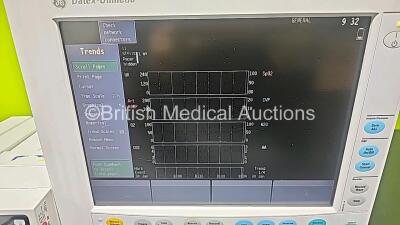 GE Datex Ohmeda F-CM1-04 Anaesthesia Monitor (Powers Up) with 1 x E-PRESTN-00 Module with ECG, SpO2, NIBP, T1, T2, P1 and P2 Options and 1 x GE Type E-CAi0-00 with D-Fend Water Trap *SN 6270680 / 6280358 / 6280540* - 3