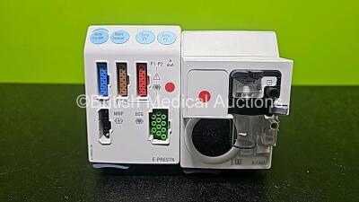 GE Datex Ohmeda F-CM1-04 Anaesthesia Monitor (Powers Up) with 1 x E-PRESTN-00 Module with ECG, SpO2, NIBP, T1, T2, P1 and P2 Options and 1 x GE Type E-CAi0-00 with D-Fend Water Trap *SN 6270682 / 6875770 / 6003195* - 8