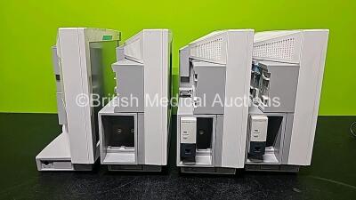 4 x Philips IntelliVue MP70 Patient Monitors with 2 x Philips IntelliBridge EC10 Modules (All Power Up, 1 x Cracked Case and 1 x Missing Dial - See Photo) *SN DE84381763 / DE73165265 / DE84381769 / DE35015194* - 9