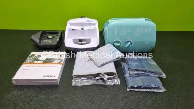 Mixed Lot Including 1 x 3M TR-302E+ Powered Air Turbo Unit, 1 x Ameda Elite Breast Pump. 1 x Family Medical NB201C Nebulizer, 4 x BP Cuffs and IntelliVue Information Centre Instructions