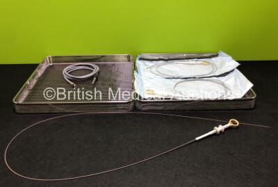 Job Lot Including 2 x Perforated Surgical Baskets, 1 x Fibre Optic Light Source Cable and 3 x Olympus Flexible Biopsy Forceps