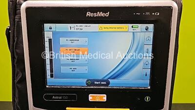 ResMed Astral 150 Touchscreen Ventilator *Software Version SX544-0602* Total Machine Hours - 25117 Hours Ref 27063 with Power Supply in Carry Case (Powers Up) *SN 22141644481* - 3