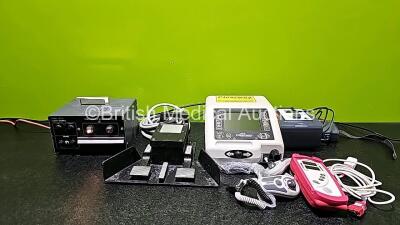 Mixed Lot Including 1 x Endoscopic London Fibre Optic Light Sources (Powers Up), 1 x Covidien ValleyLab Monopolar Footswitch Ref 6008, 1 x B & D Electromedical Nippy Clearway Cough Assistor with 2 x Clearway Hand Controllers (Powers Up) , 1 x Masimo SET - 2