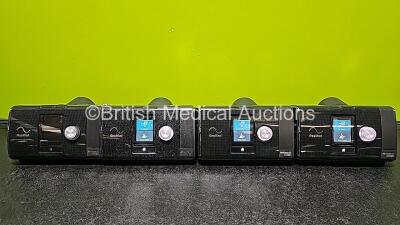 4 x ResMed Airsense 10 Autoset CPAP Units (3 x Power Up, 1 x No Power, 1 x Damaged Case, 2 x Missing Side Covers and 1 x Missing Humidifier Chamber - See Photos) with 2 x Power Supplies *SN 23191593188 / 23193166433 / 23171225584 / 23162161786*