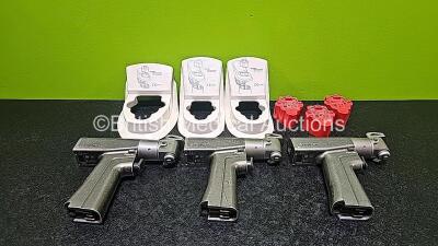 Job Lot Including 3 x Stryker System 6 Sagittal 6208 Cordless Drivers with 3 x Stryker Batteries Ref 4222-110-000, 2 x Stryker Battery Transfer Shields Ref 4222-130 and 1 x Stryker Battery Transfer Shield Ref 4126-130