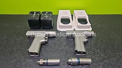 Job Lot Including 2 x Stryker System 6 Rotary 6205 Cordless Drivers, 2 x Stryker Aseptic Housings Ref 6126-120-000, 2 x Stryker Battery Transfer Shields Ref 6126-130-000, 1 x Stryker Drill 4103-131 Attachment and 1 x Stryker Drill 4103-110 Attachment *SN 