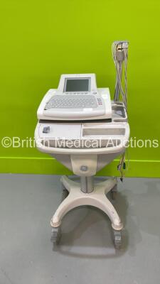 GE MAC 3500 ECG Machine on Stand with 10 Lead ECG Leads (No Power - Damaged Casing - See Photo)