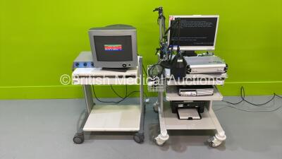 Micromed System on 2 x Trolleys with 2 x Monitors and Accessories and PC (Powers Up - HDD REMOVED FROM PC)