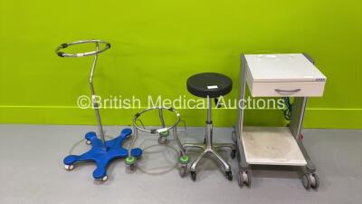 Mixed Lot Including 1 x ERBE Workstation, 1 x Mobile Stool and 2 x Bowl Stands on Wheels