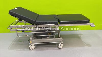 Anetic Aid QA2 Hydraulic Patient Trolley with Cushions (Hydraulics Tested Working - Backrest Not Operating)