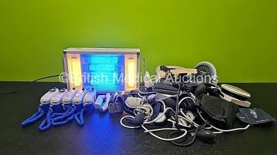 Mixed Lot Including 1 x Drager Phototherapy 4000 Infant Warmer (Powers Up), 5 x Covidien Genius 3 Thermometers, 3 x Welch Allyn Braun Thermoscan Thermometers And Various Blood Pressure Meters and Cuffs