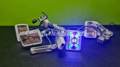 4 x Natus neoBLUE mini LED Phototherapy Lights (All Power Up) with 4 x Elpac Power Supplies (w)