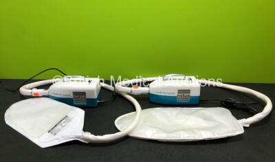 2 x Natus neoBLUE LED Blanket Phototherapy Units with 2 x Power Supplies (Both Power Up with Damage to Casing - See Photos) *SN 007374 / 004613*