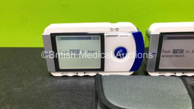 3 x Omron HCG-801 Heartscan ECG Monitors with 2 x Cases (All Power Up) *SN 20151000313AF / 20180900007AF / 20121200185AF* - 2