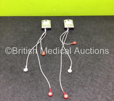 2 x Sorin Group Spiderflash AFib ECG Recording Monitors with ECG Cables (1 x Slight Damage to Casing - See Photos)