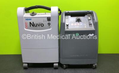 Job Lot Including 1 x AirSep VisionAire 5 Oxygen Concentrator (Foreign Plug) and 1 x Nidek Nuvo Lite Mark 5 Oxygen Concentrator (Foreign Plug and Damage to Handle - See Photos) *SN GPB0119330348 / 19215628*