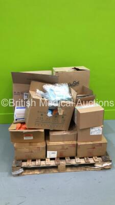 Pallet of Consumables Including Waste Bags, Classic Single Use Manual Resuscitators and Sterile Transfer Sets (Out of Date)