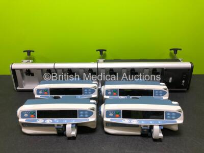 4 x CareFusion Alaris Guardrails Plus CC Syringe Pumps with 1 x Alaris Gateway Workstation *SN 370000884 / 370000875 / 370000848 / 370000887*