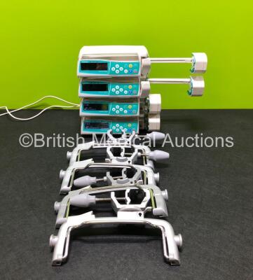 4 x B.Braun Perfusor Space Syringe Pumps with 2 x Power Supplies and 4 x Pole Clamps (All Power Up) *RI*