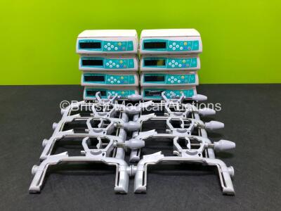 8 x B.Braun Infusomat Space Infusion Pumps with 4 x Power Supplies and 8 x Pole Clamps (All Power Up, 1 x with Alarm, 1 x Blank Screen and Alarm) *RI*